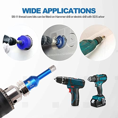 BRSCHNITT Core Drill Bit Arbor Adapter, 2pcs 5/8"-11 Thread to 3/8" Triangle Shank for Threaded Diamond Hole Saw Core Drill Bit - Thumbnail 4