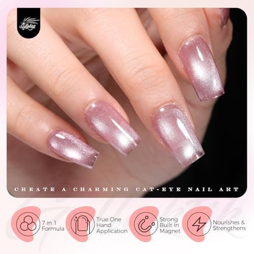 GELLAKTIK One-Step Cat Eye Gel Nail Pen, 7-in-1 Magnetic Polish with Detachable Magnet (Snaps onto Tip), No Base/Top Needed, Twist Precision & Vitamin E Formula, (Raspberry Pop ＆ Unicorn Kiss) - Thumbnail 5