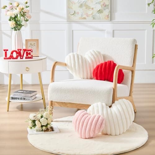 Vdoioe 2Pcs Heart Pillow Red White Throw Pillows Decorative Pillows.Heart Shaped Throw Pillows for Bed Couch Chair Bedroom Room.Cute Small Pillow for Valentines Day Women Valentine Wedding Home Decor - Thumbnail 4
