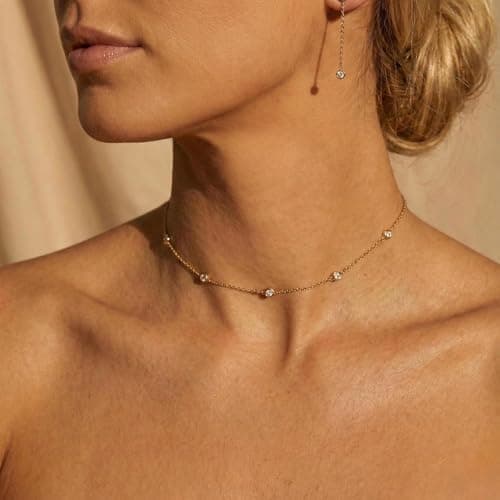 BAYLAY Gold Necklace for Women - 18K Gold Plated Zicon Gold Chain Dainty Gold Necklace for Women Gold Jewelry Gifts Size 18 inch - Thumbnail 3