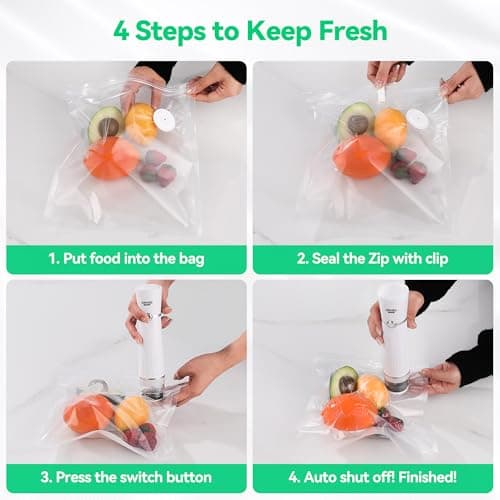 Compact Vacuum Sealer for Food, ORMEO HOME Powerful Handheld Vacuum Sealer Machine, Seal Meal Saver, Portable Food Sealer (Vacuum Sealer Machine + 30 Reusable Vacuum Bags) - Thumbnail 6