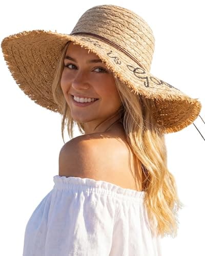 Sun Hats for Women Beach Hats for Women Packable Foldable Wide Brim Womens Sun Hat UPF 80+ - Khaki - Image 1