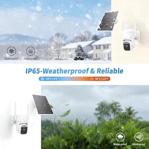 3-Link Solar Security Cameras Wireless Outdoor 2 Packs, Color Night Vision, SD/Cloud Storage, 2-Way Talk, 2.4GHz WiFi, IP65 Waterproof, 360° View - Thumbnail 6