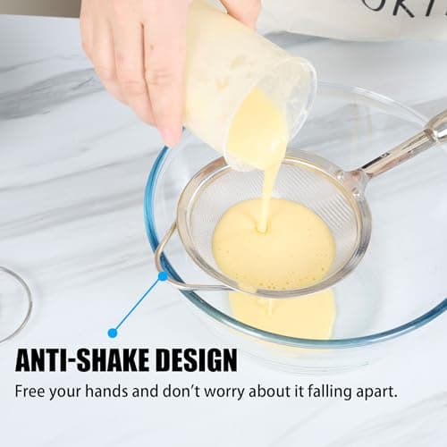 304 Stainless Steel Fine Mesh Strainer Set, 3 Sizes 12/14/18cm Kitchen Strainers, 40 Mesh Sieve for Rice, Pasta, Flour, Tea & Juicing, Rust-Resistant Food Strainer with Long Handle, Dishwasher Safe - Thumbnail 6