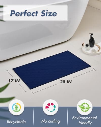 AMOAMI Ultra Thin Bathroom Rugs, Rubber Backed Bath Mats for Bathroom Non Slip, Absorbent Bathroom Mat for Floor, Shower, Sink (17"x28", Blue) - Thumbnail 2