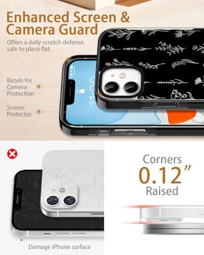 Sholbrak [3 in 1 Designed for iPhone 11 Case Cute White Flower Pattern Shockproof Protective for Women Girls Boy Phone Case Cover 6.1" Screen Protector + Camera Lens Protector【6.6ft Drop Protection】 - Thumbnail 4