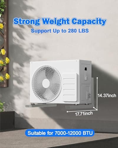 Mini Split Wall Mounting Bracket - Outside Ductless Support Bracket for Air Conditioner Heat Pump System Unit 7000-12000 BTU - Thumbnail 2