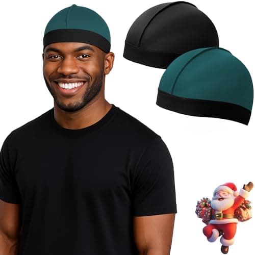 DURALA Adjustable Wave Caps for Men, Premium Elastic Stocking Cap for 360 540 720 Wave (Black+Navy Blue) - Image 1