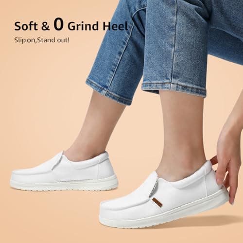 STQ Women's Slip on Sneakers with Arch Support Comfortable Canvas Loafers for All Day Standing White Floral Size 8.5 - Thumbnail 5