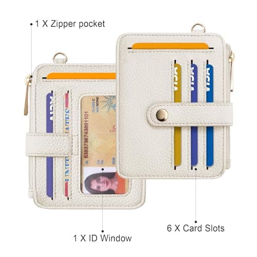 Airkit Wristlet Wallets for Women, Keychain RFID Blocking Credit Card Holder, Small Girly Wallet with Bracelet, Silicone Beaded Tassel Key Ring Card Holder, Creamy Grey - Thumbnail 2