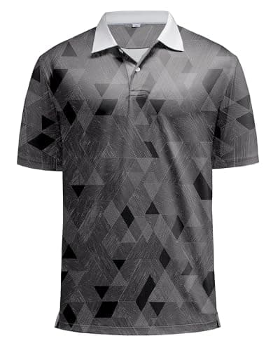 KUYIGO Men’s Polo Shirt Quick Dry Moisture Wicking UPF 40+ Performance Short Sleeve Casual Printed Tennis Golf Shirt,S - Image 1