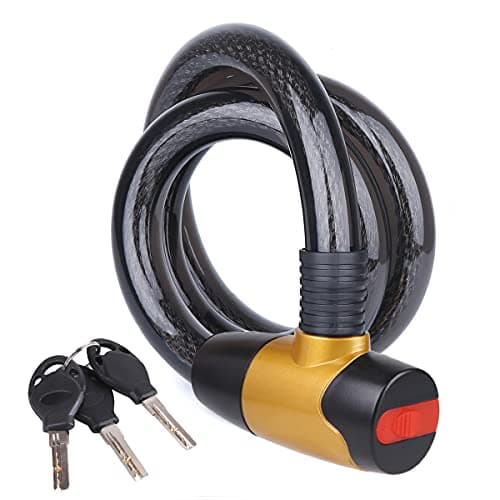 FOBOZONE Bike Cable Lock with Keys, 4FT x 23 mm Bike Lock Cable, Durable Steel, Anti-Theft Outdoor Waterproof Locks for Bike, Ebike, Scooter, Motorcycle, Warehouse, Fence Shed, Gate