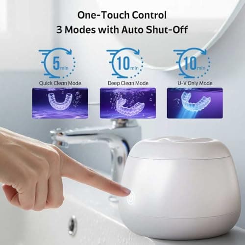 Ultrasonic Retainer Cleaner Machine 48kHz Denture and Aligner Cleaning Pod for Mouth Guards Night Guards Dental Trays Braces Toothbrushes Jewelry with 200ML Capacity,Low noise (Green) - Thumbnail 5