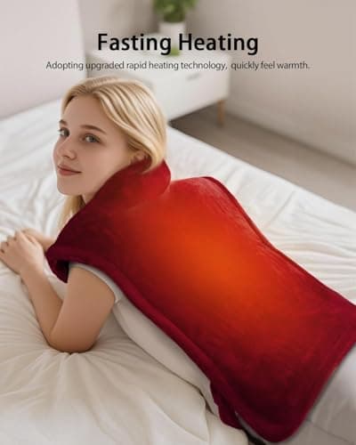 Heating Pad for Back Pain Relief, Mothers Day Gifts for Mom Women Grandma, Edge Weighted Electric Heating Pads for Neck and Shoulders, 6 Heat Settings, 4 Timer Options, Machine Washable, 24"x33", Red - Thumbnail 4