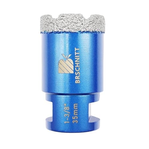 1-3/8 Inch Diamond Core Drill Bit for Porcelain Tile Ceramic Marble Granite Drilling,BRSCHNITT 1pc Vacuum Brazed Diamond Hole Saw with 5/8-11 Thread (35mm)