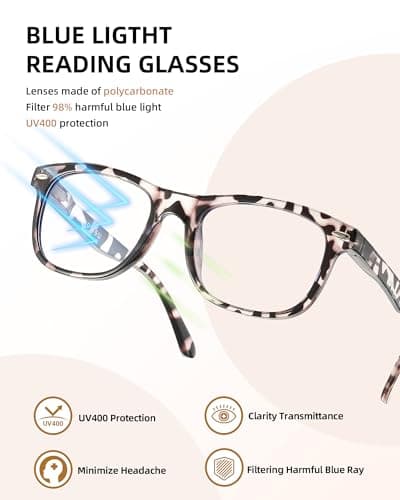 JOLISU 5 Pack Reading Glasses For Women - Stylish Blue Light Blocking Readers -Womens Men Spring Hinge Eyeglasses (2.25) - Thumbnail 5