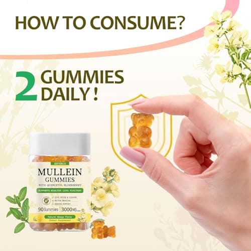 Mullein Gummies, 3000mg Mullein Leaf Extract, Lung Cleanse, 90 Count - Thumbnail 4