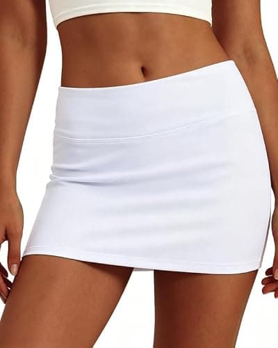keriffe Women's Mini Skirt Y2K Sexy Club Skirts Stretchy Bodycon Skorts Athletic Tennis Golf White - Image 1