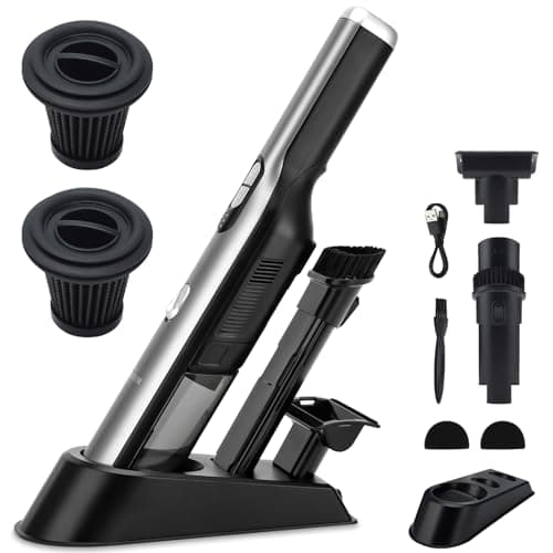 Handheld Vacuum Cordless Car Vacuum Cleaner with 18KPa Powerful Suction, Portable Chargeable Handy Vac with LED Front Light & Storage Dock, Dust Buster for Office Home, Pet Brush for Pet Hair, Gray