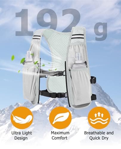 NOOLA Running Vest for Women Men, Lightweight Hydration Vest with Dual 500ML Soft Flasks, Water Backpack Hydration Pack, Adjustable Running Tail Chest Bag for Hiking Race Marathon Cycling (Grey) - Thumbnail 6