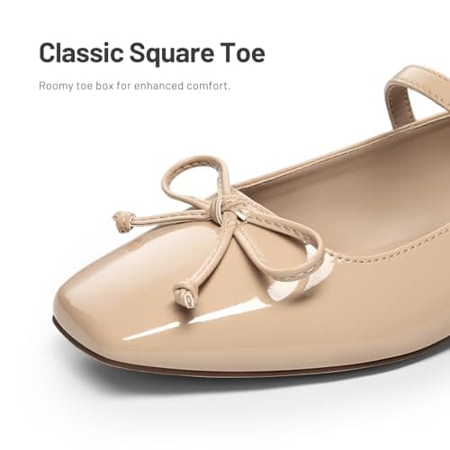 Athlefit Women's Mary Jane Flats Dressy Comfortable Square Toe Slip On Nude Ballet Flats Shoes for Office Work Size 11 - Thumbnail 6