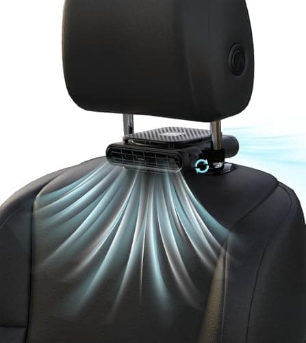 SEAINGO Car Fan for Front and Back Seat, USB Powered (No Battery, Not Rechargeable), Headrest Mount Cooling Fan with Front/Rear Airflow Switch and 3 Speeds, Fits Headrest Posts Spaced 4.6–6.2 in - Image 1