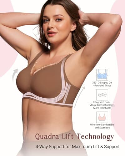 As Fairy Women's Supportive Wireless Bra Full Coverage No Underwire Plus Size Seamless Bralette for Large Breasts(Coffee 36DD) - Thumbnail 3