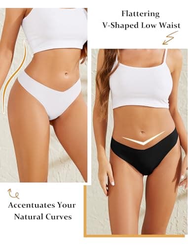 ANSUKOO Seamless Thongs for Women,No Show Ladies Underwear 6 Pack,Invisible Workout Comfortable Undie,V String Panties - Thumbnail 2