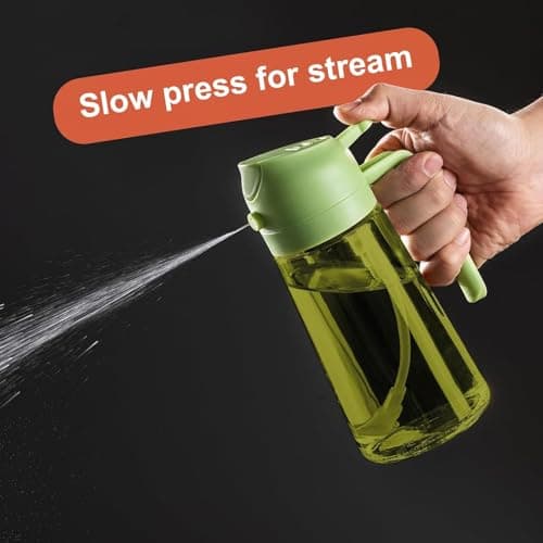 XBllcyiv 16oz/470ml Glass Olive Oil Sprayer for Cooking - 2 in 1 Olive Oil Dispenser for Kitchen Gadgets, Air Fryer, Salad, and BBQ (Green) - Thumbnail 4