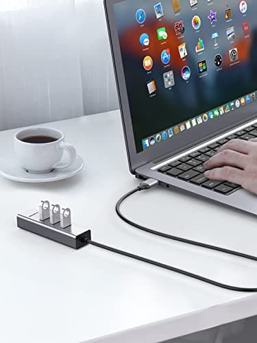 LENTION 3- Port USB to Ethernet Adapter, USB 3.0 to RJ45 Ethernet Adapter Compatible with 2025-2016 MacBook Pro, 2025-2018 Mac Air, Surface pro, Chromebook, A Port Laptops(H23s-0.5M, Space Gray) - Thumbnail 5