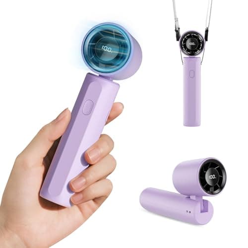 DUOMIY 2026 Upgraded Portable Handheld Turbo Fan Personal fan 18000RPM Speed Adjustable, 3-IN-1 Rechargeable Fan with LED Display, Travel Essentials, Gifts for Women Men Outdoor Indoor (Purple) - Image 1