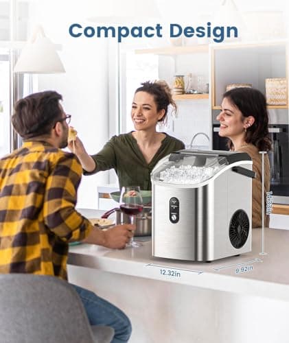 Antarctic Star Nugget Ice Maker Countertop with Handle, Stainless Steel, 35Lbs/24Hrs,7 Mins Ice Making, Pellet Ice Maker with Ice Basket/Ice Scoop for Home/Bar/Party/Office - Thumbnail 2