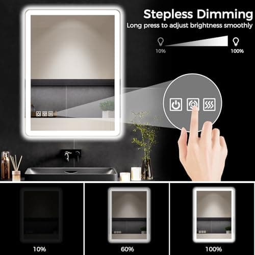 24"x32" LED Bathroom Vanity Mirror with Lights, Anti-Fog, Dimmable, Lighted Bathroom Mirror for Wall, Rounded-Corner, Memory Function, 5mm Shatter-Proof Tempered Glass, Backlit & Front Lit - Thumbnail 3