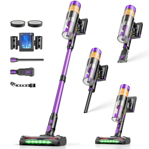 Flybroom Cordless Vacuum Cleaner, 650W 48KPa Vacuum Cleaners for Home, Self-Standing Stick Vacuums with LED Display, Anti-Tangle, Lightweight, Stick Vacuum Rechargeable for Pet Hair Carpet Floor - Image 1