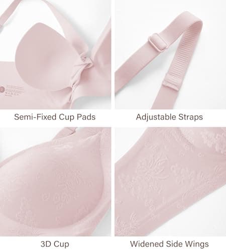 DEANGELMON Bras for Women No Underwire Seamless Wireless V Neck Comfort Bra Back Smoothing T-Shirt Bras (1P3,XL) - Thumbnail 4