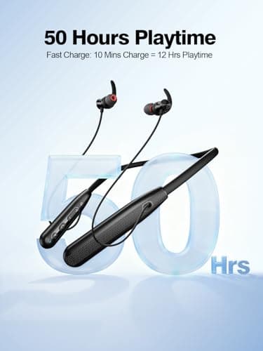 Rythflo Neckband Bluetooth Headphones, ENC IPX7 Sweatproof Sport Earbuds with AI-Enhanced Mic Vibration Call Alert, 50H Playtime Deep Bass Wireless Waterproof Earphones for Work Running Workout Gym - Thumbnail 5