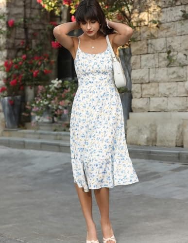 Belle Poque Floral Dress for Women 2026 Summer Sleeveless Flowy Ruffle Midi Dresses Elegant Wedding Guest Dress Medium - Thumbnail 2