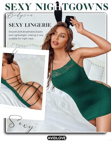 Avidlove Women Lingerie Sleeveless Nightgowns Slip Dress Bodycon Party Dresses Sexy Outfits Modal Nighty (Green,M) - Thumbnail 4
