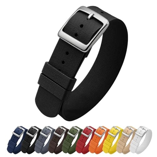 ULLCHRO Watch Strap FKM Rubber Watch Strap 20mm Waterproof Silicone Replacement Band 22mm, Soft Rubber for Man Watch Band (20mm, Black) - Image 1
