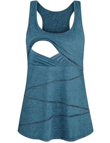 Joymom Large Nursing Tank Tops for Women Breastfeeding, Sleeveless Waist Pregnancy Breastfeeding Nursing Blouses for Summer Ocean Blue - Image 1