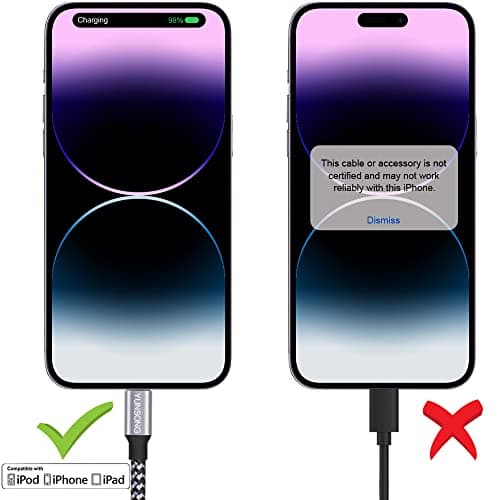YUNSONG iPhone Charger [MFi Certified], 3Pack 6FT Nylon Braided Lightning Cable Fast Charging High Speed Data Sync USB Cord Compatible with iPhone 14 13 12 11 Pro Max XS XR X 8 7 6S 6 Plus SE - Thumbnail 5