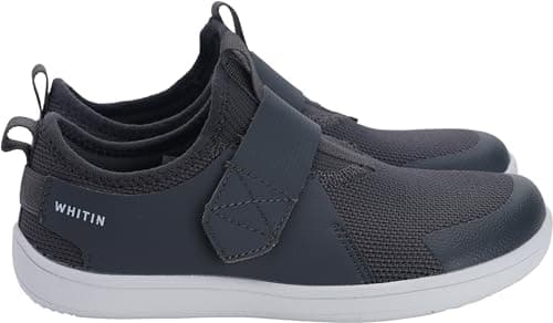 WHITIN Kids Wide Barefoot Shoes for Boys/Girls Pull-On Sneakers Minimalist Wide Toe Box Zero Drop Size 3 Big Kids Walking Athletic Sports Wide Width Running Tennis Grey 35 - Thumbnail 4