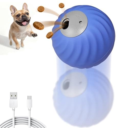 Petbobi Interactive Dog Ball, USB Rechargeable Moving Dog Toy for Treat Dispensing, 2.87" Blue Washable TPU Puzzle Ball, Interactive Dog Toys for Small & Medium Dogs, Boredom & Anxiety Relief - Image 1