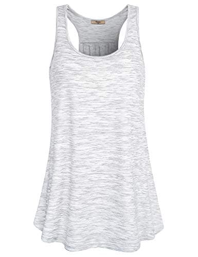 Cestyle Sleeveless Top for Women, Juniors Moisture Wicking Shirt Flowy Ribbed Tank Tops Comfort Lightweight Relaxed Fit Gym Yoga Running Activewear Workout Clothes Light Grey Large - Image 1