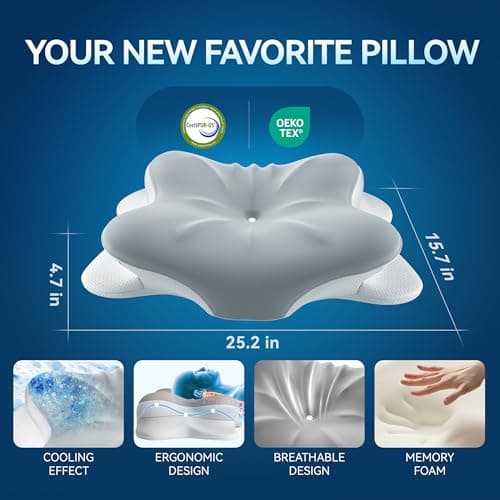 MOLBOX Cervical Neck Pillow for Neck Pain, Ergonomic Memory Foam for Side & Back Sleepers - Thumbnail 5