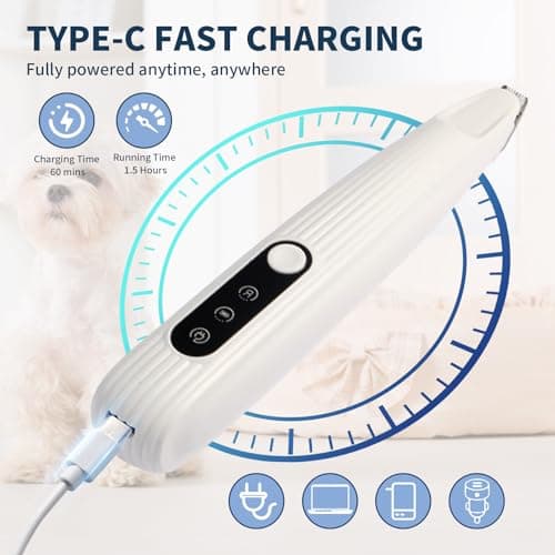 OttaFull Dog Paw Trimmer for Grooming with LED Light - Ultra Quiet Pet Hair Trimmer for Paw's Feet, Ears, Face, Eyes - Professional Electric Paw Trimmer for Dogs & Cats - Thumbnail 2