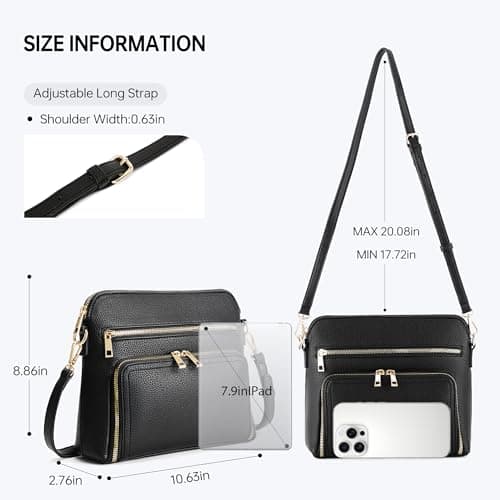 Goinsound RFID Crossbody Bag for Women Crossbody Purses for Women with Built in Wallets Black - Thumbnail 3