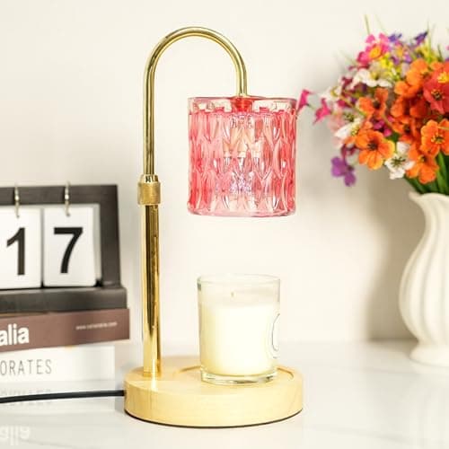 Pink Candle Warmer Lamp with Timer and Dimmable, Height and Brightness Adjustable, Birthday Gifts for Women Mom, Electric Wax Melt Warmer For Scented Jar Candles, New Home Bedroom Decor Aesthetic - Image 1