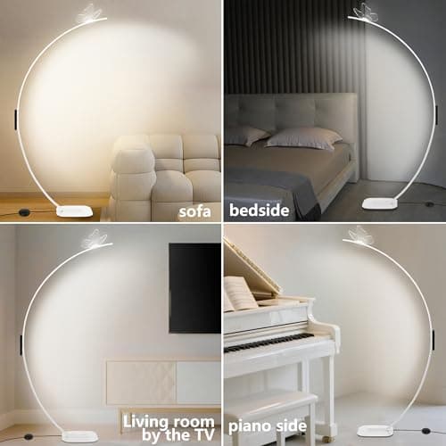 Modern Butterfly Arc Floor Lamp - Dimmable 2000 Lumens Arched Floor Lamp with Remote Control, 3 Color Modes & Foot Switch, Elegant Arc Floor Lamps for Living Room, Bedroom, Office Decor (White) - Thumbnail 6
