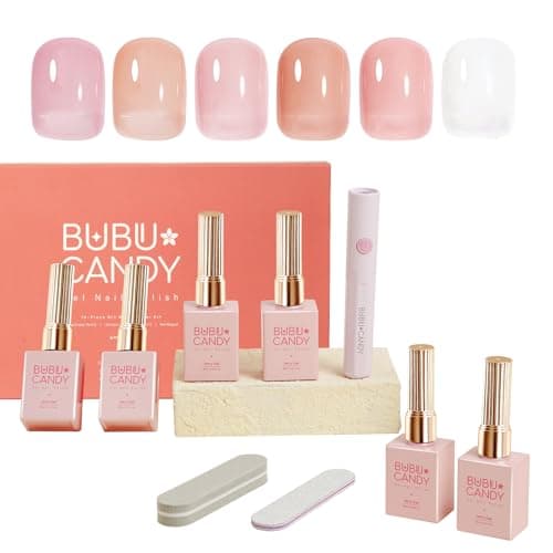 BUBU CANDY 6-Piece Gel Nail Polish Set, Pink Collection 15ml Each, Professional Manicure Essentials, Non-Toxic & Easy Application, Nude Gel Nail Polish for DIY & Salon Use - Image 1
